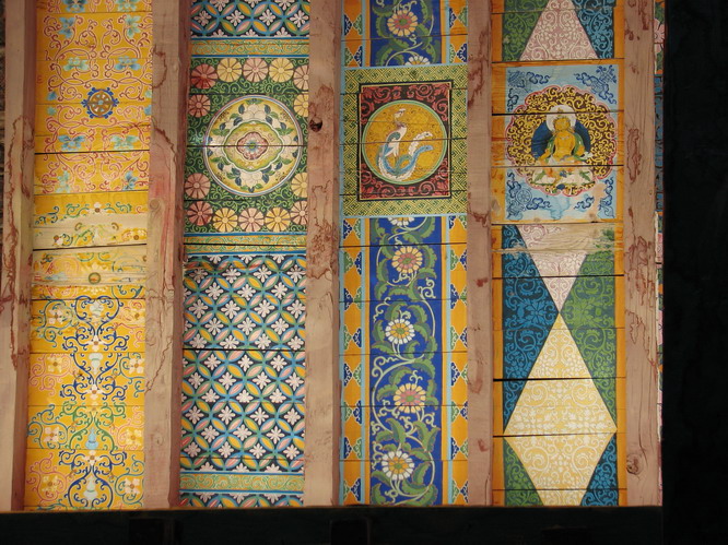 Roof paintings in the temple. Western Tibet.